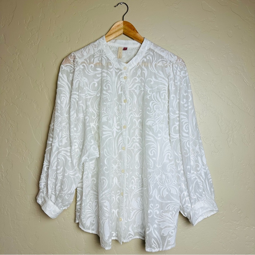 NEW Anthropologie Pilcro Bella Embroidered Buttondown Shirt Size XL - Picture 2 of 8